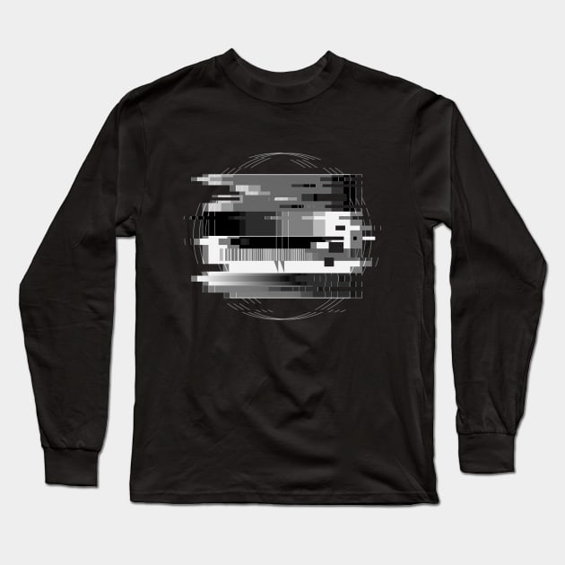 Black and White Glitch TV test Long Sleeve T-Shirt by zeljkica